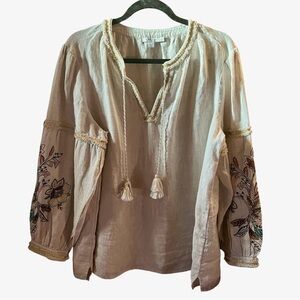 Embroidered Chicos Cream Women's Top